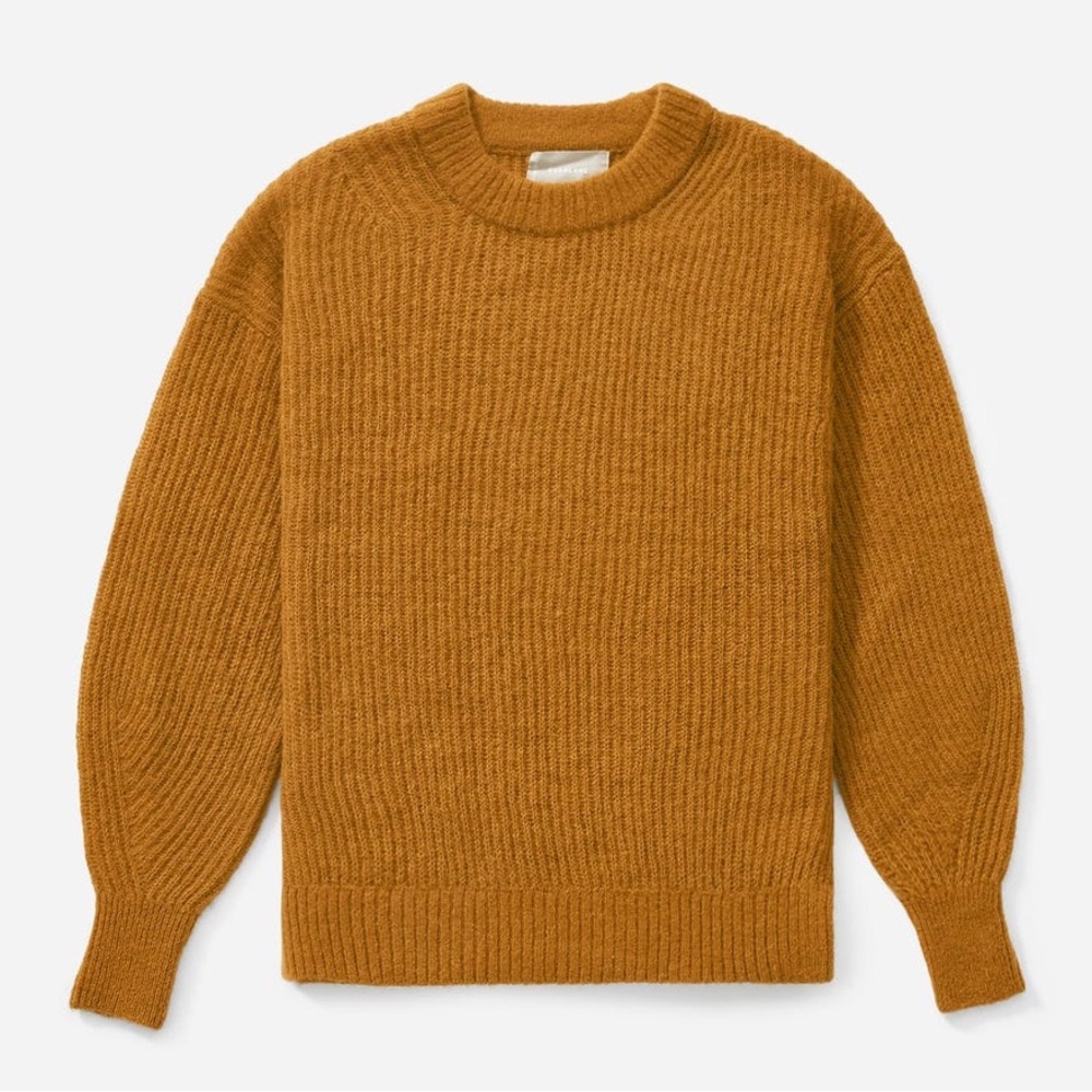 Everlane The Cocoon Alpaca Crew Oversized Sweater in Mustard; Small